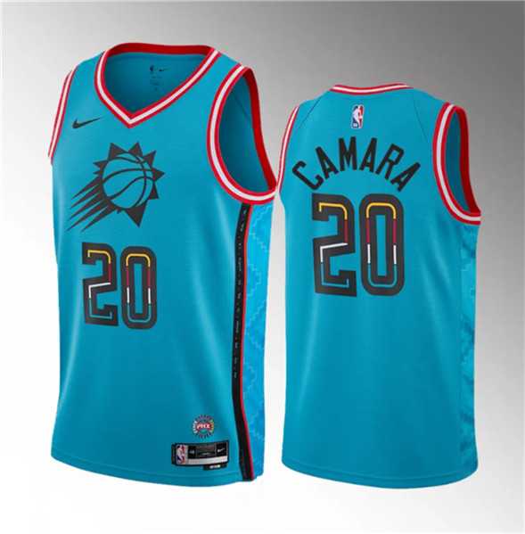 Mens Phoenix Suns #20 Toumani Camara Blue 2023 Draft City Edition Stitched Basketball Jersey Dzhi